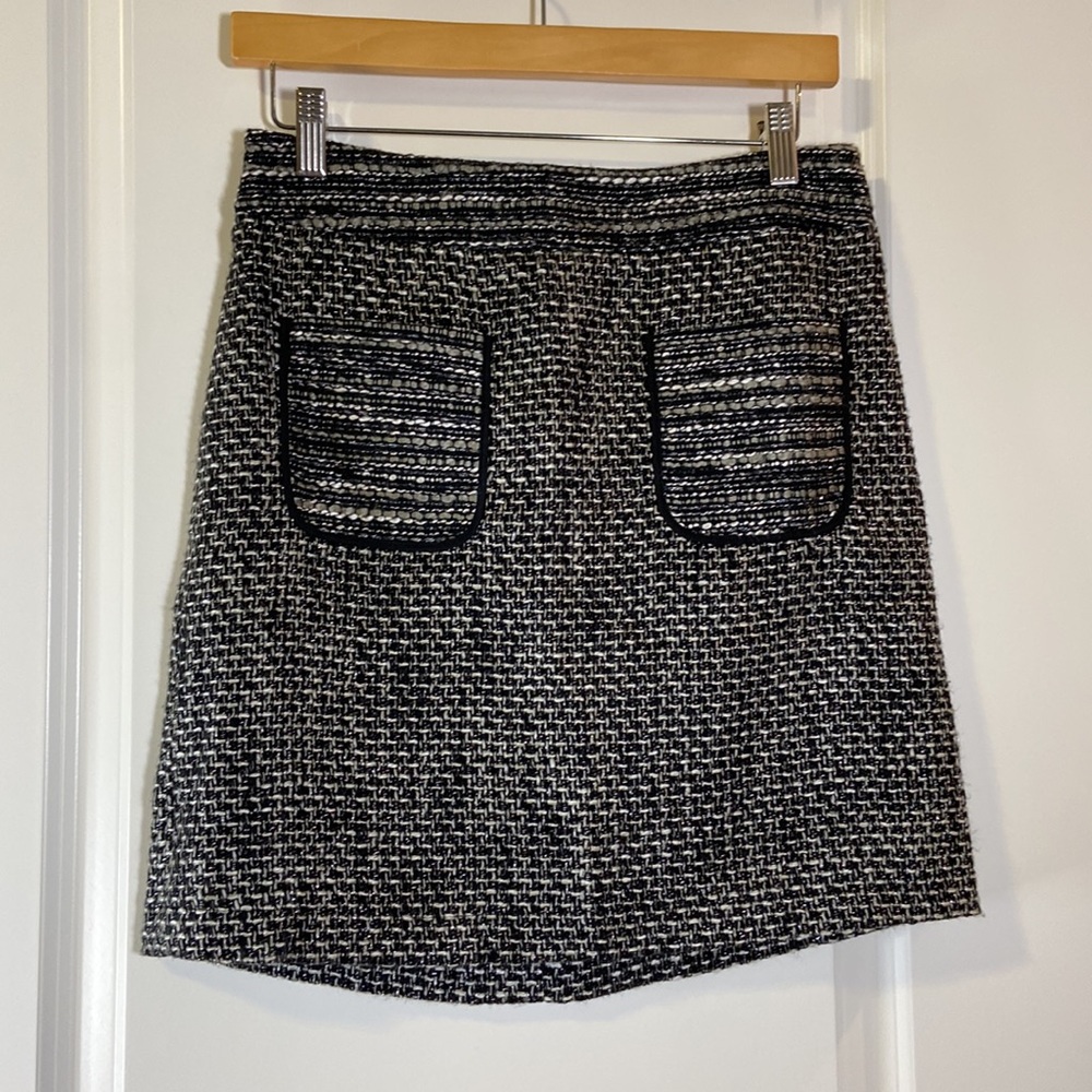 black & white tweed mini skirt w/ front pockets - Picture 2 of 8